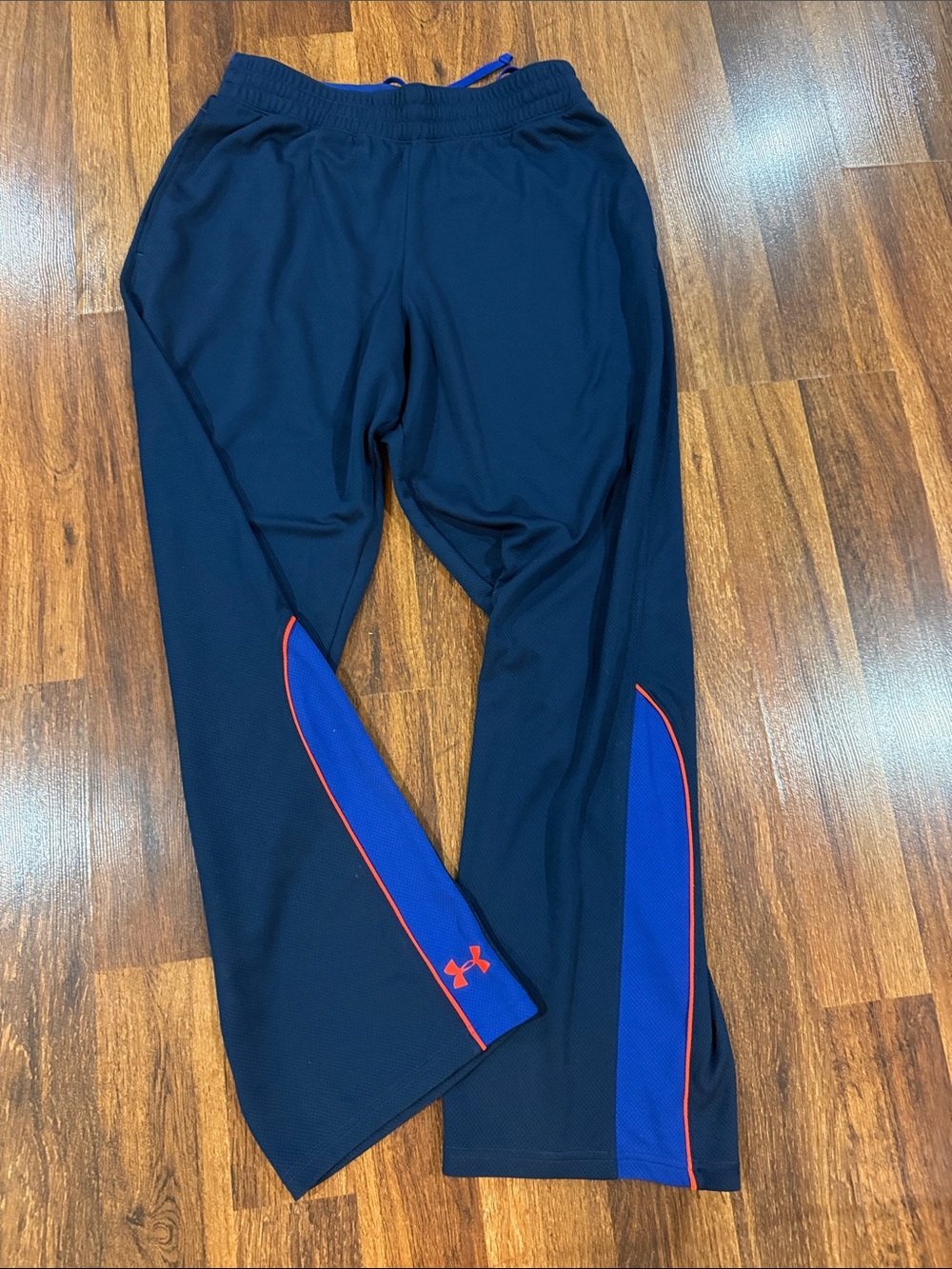 Men’s Under Armour Navy Jogger Pants with Blue Panels and Red Piping